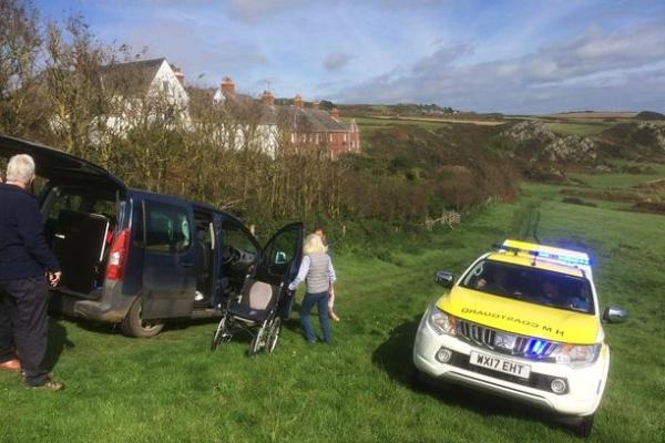 Dealing with casualty on path near NCI Prawle Point