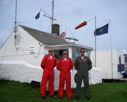 Red Arrows commentators at NCI Polruan for Fowey Regatta