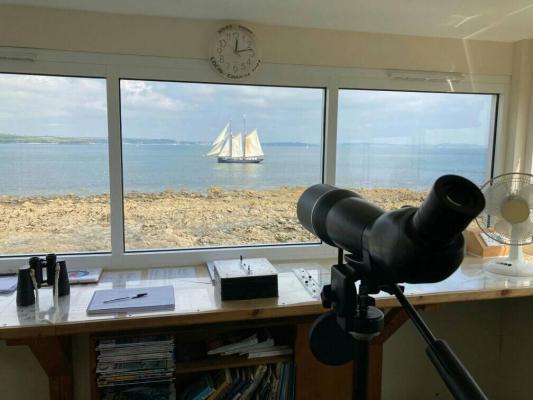 TThe Gaff Schooner De Gallant seen from NCI Nare Point lookout