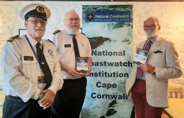 NCI Cape Cornwall at book launch with Jonathan Rothwell (Trustee), Richard Saynor (SM) and author Richard Trahair