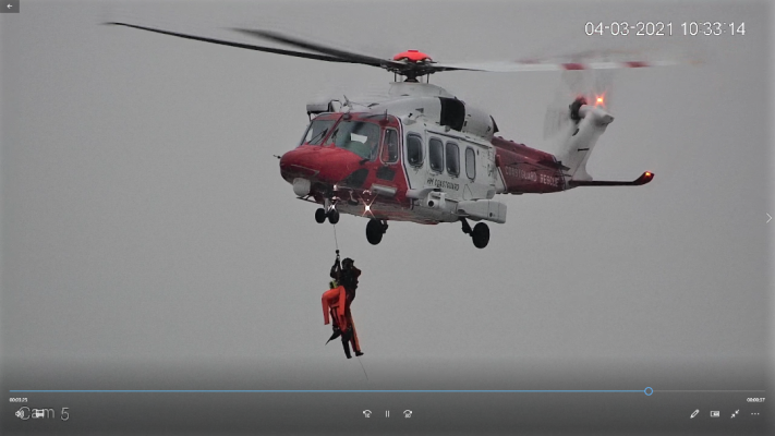 HM Coastguard helicopter Rescue 187 training near NCI Porthcawl