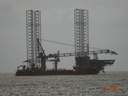 Offshore Support Vessel Blue Tern anchored off NCI Nare Point