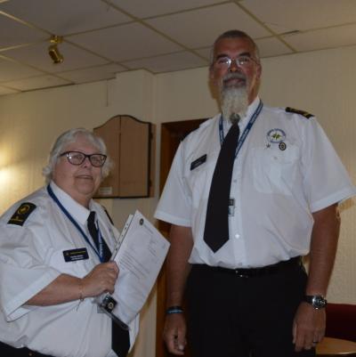 Pauline Arthey receiving 15 years  Service Award from Rob Druce Station Manager (Pauline was one of the founder members of NCI Mablethorpe having enrolled at NCI Ingoldmells Point in 2003).