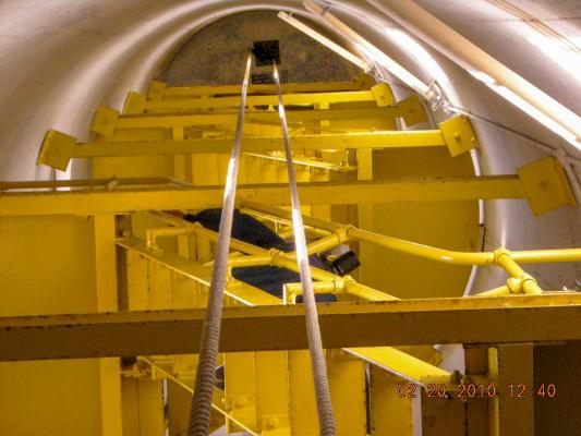 View of the ladders to the operations room inside the tower