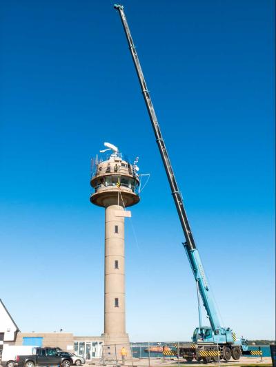 New railings are installed on the tower balconies