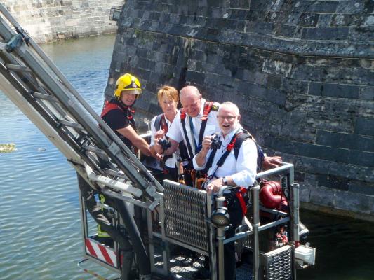 The morning watch descends  via the Hampshire Fire and Rescue high rise platform