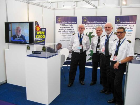 Terry Jamieson, Colin Lewis, Andrew Walkling and Mike Meyrick on NCI stand at Southampton Boat Show.
