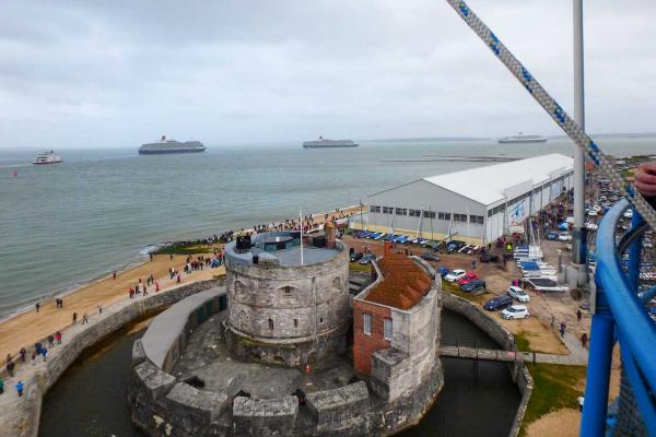 Cunards three Queens leave Southampton