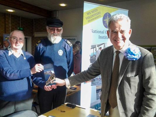 Watchkeepers Brian Howells, Barry Clarke and  MP Julian Lewis at New Forest Volunteer Fair