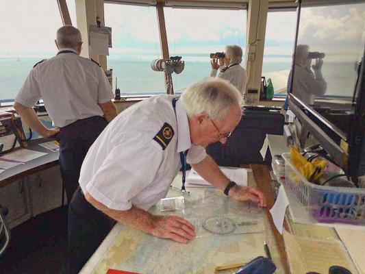 Plotting the course to con lifeboat during RNLI exercise