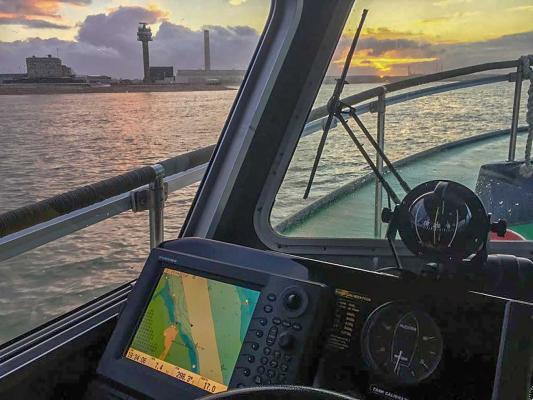 Calshot Tower viewed from the Harbour Masters launch "SP"  (photo Chris Ward of ABP)