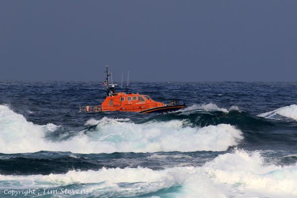 NCI Gwennap Head on exercise with RNLI Sennen Cove Lifeboat