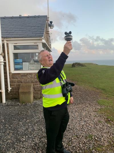 NCI Worms Head watchkeeper checking wind speed