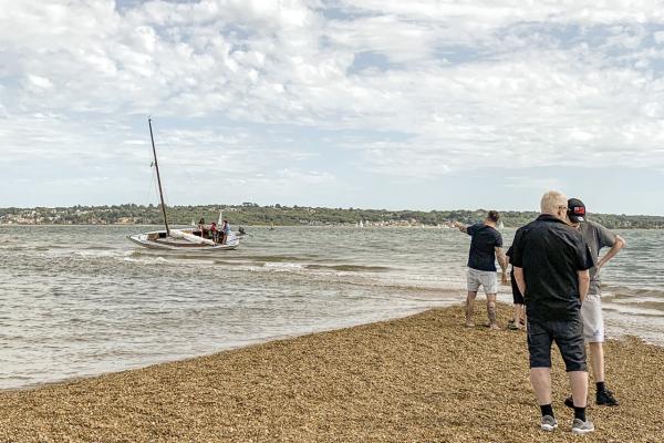 Folkboat aground on Lepe Spit