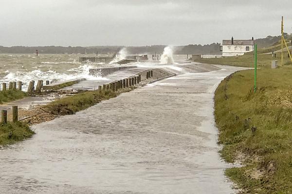 Storm surge floods Lepe Road  (photo: Andrew Walkling) 