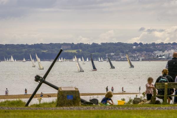 Cowes Week watched from the Lepe Park War memorial