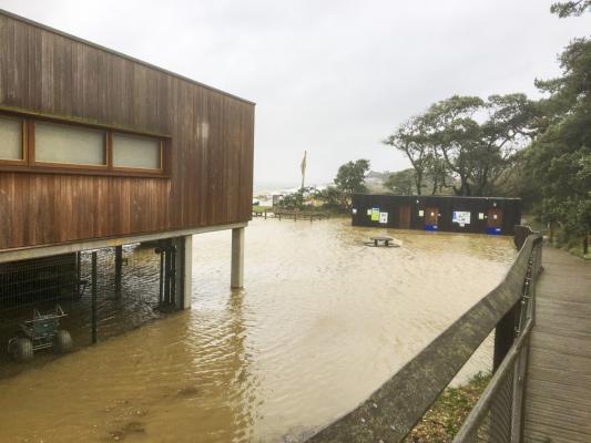 Storm Barra floods the lower car park (photo: Paul Marshall)