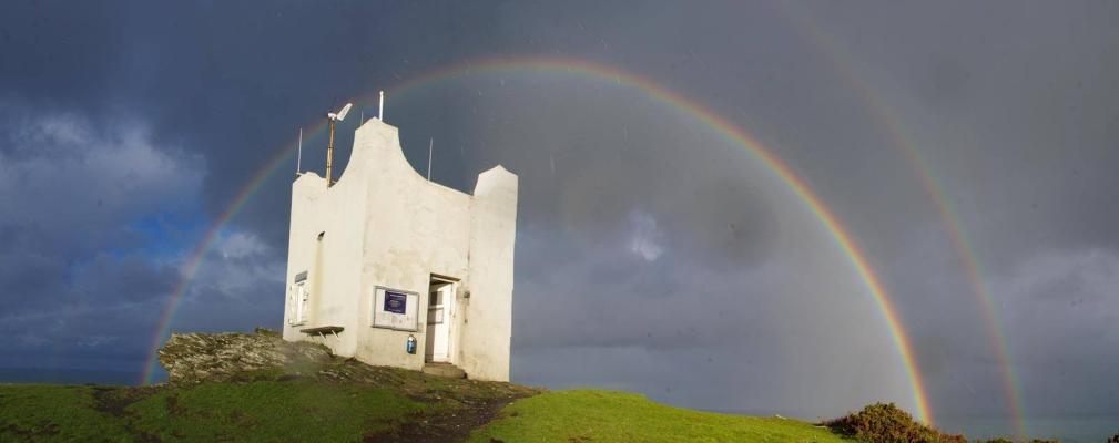 The station with rainbow not long after the lightning strike