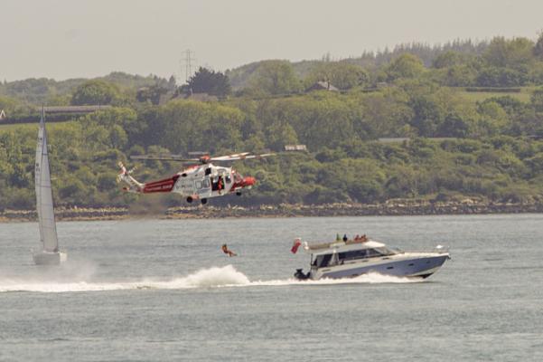 Coastguard Helicopter training exercise as seen from the station