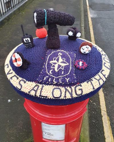 NCI Filey - Yarn Bombing on a Royal Mail postbox