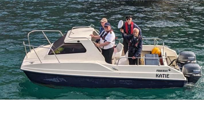 The flag was transferred to the local boat "Katie" to complete the journey to Padstow