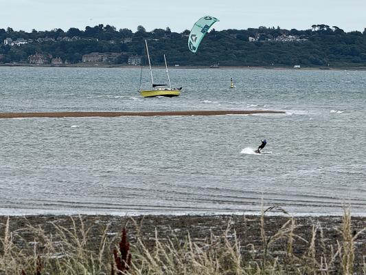 Yacht aground on Lepe Spit