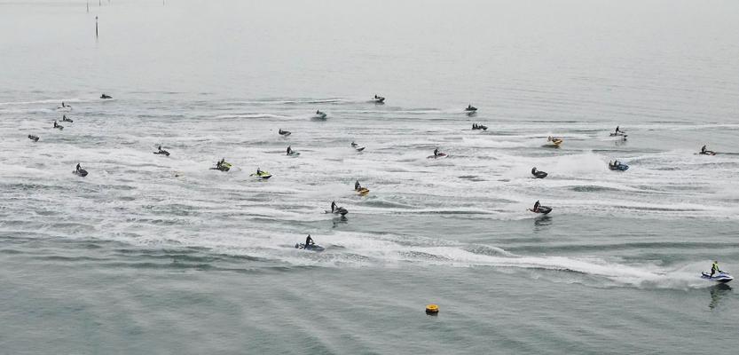 Nearly 70 pwc's in the Chaos Crew Wavefest 2026 rideout around the IoW supporting Hamble LB and NCI