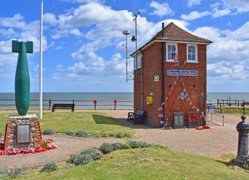 NCI Mundesley with the bomb memorial