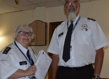 Pauline Arthey receiving 15 years  Service Award from Rob Druce Station Manager (Pauline was one of the founder members of NCI Mablethorpe having enrolled at NCI Ingoldmells Point in 2003).