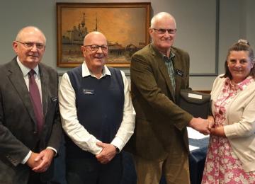 NCI Canvey Island receive the Alan Richards award at the AGM Clive Pouncey, Paul Bennett, Grahame Harris and Terri Richards 