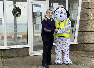 New station mascot "Spot" visits NCI Calshot Tower